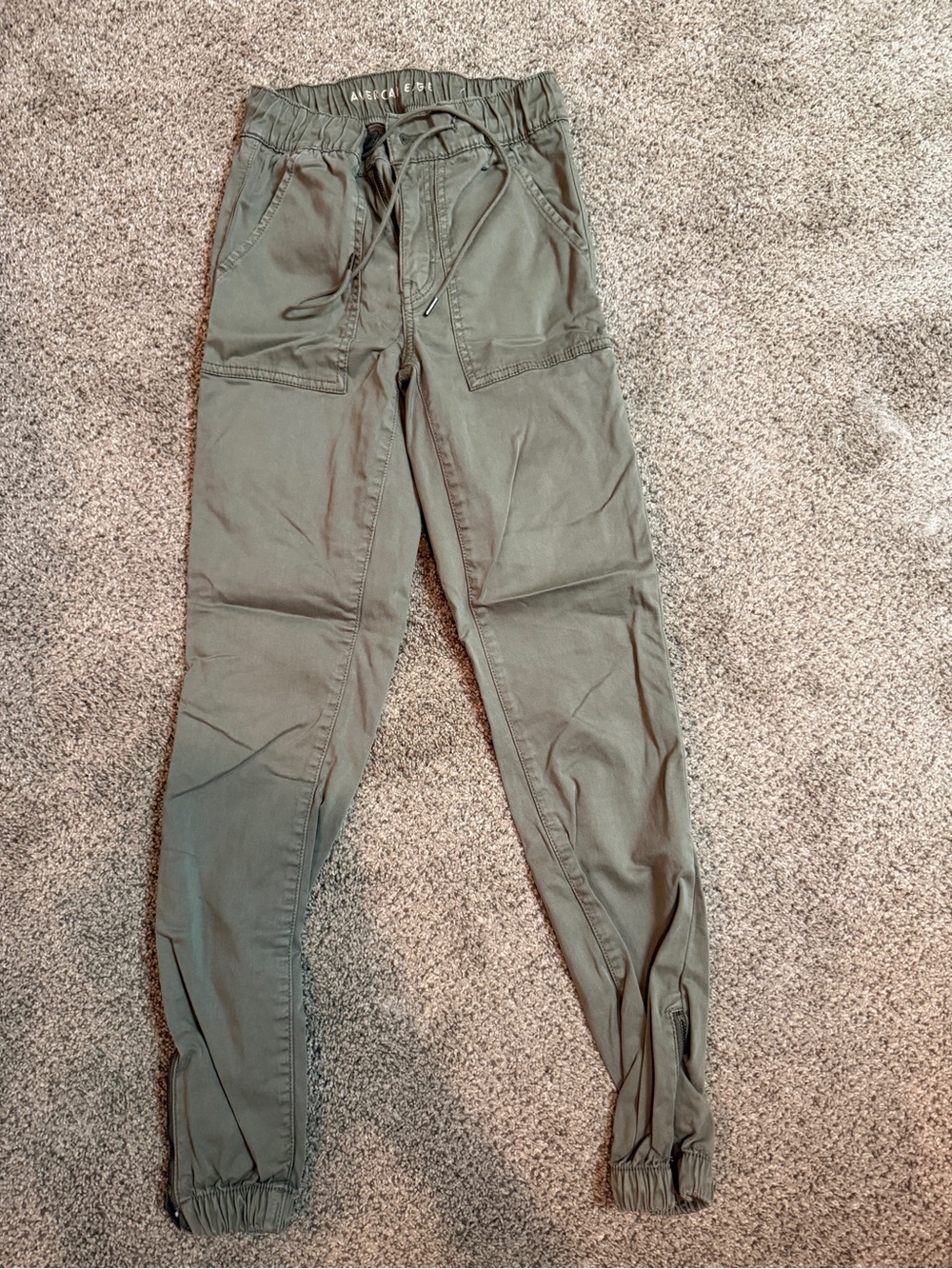 Olive Green Jogger Pants with Drawstring Waist